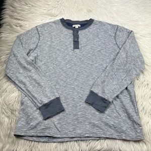 J.Crew Men's XL Gray White Double-knit Henley In Stripe